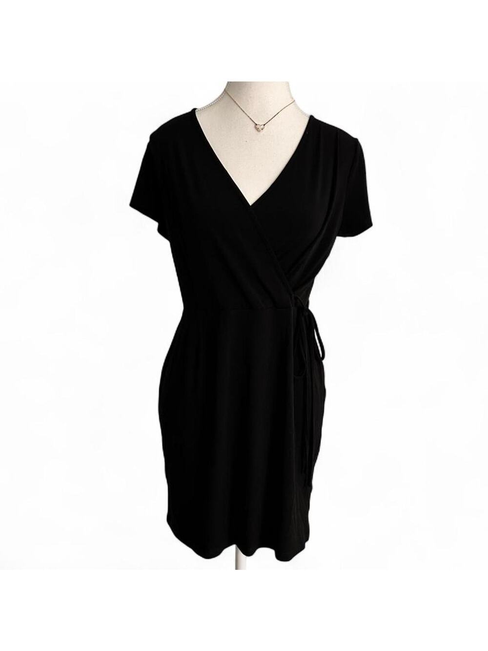 Avirate Wrap Black Modest Perfect Evening Business Casual Out Dress Size XS